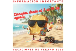 Información importante vacaciones de verano 2026