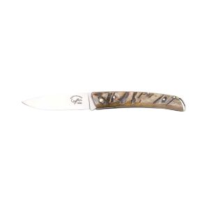 Navaja Salamandra EDC ERIS 311452 con hoja de acero Böhler N690Co de 6,5 cm y empuñadura de cuerno de muflón de 9,1 cm