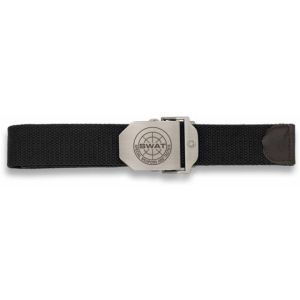 Cinturon Negro Hebilla Metalica Grabado SWAT 130x3,9 cm Ref. 33883NGR4022