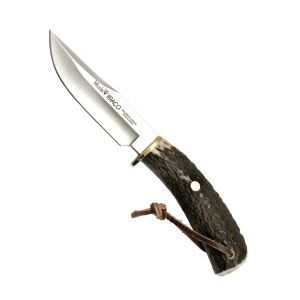 Muela Cuchillo de lujo BRACO-11A hoja de acero MoVa de 11 cm y empuñadura de asta de ciervo.