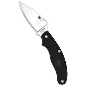 Navaja Spyderco UK Penknife Leaf Shape C94PBK con hoja de acero CTS-BD1N de 7,6 cm filo liso y empuñadura de FRN negra de 10 cm