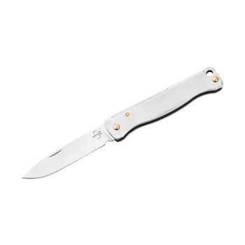 Navaja Böker plus Atlas Mini con hoja de 4.2 cm en acero 12C27 Inox y empuñadura de Acero de 5.2 cm