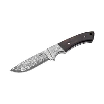 Cuchillo Böker Plus M-One Damast 02BO090DAM con hoja de acero Damasco de 9 cm y empuñadura de ébano de 10,50 cm