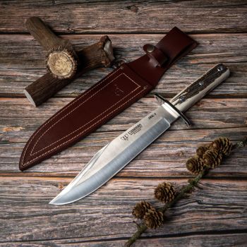Cuchillo Cudeman 106-C JBK-I hoja de acero inoxidable MoVa de 25 cm, empuñadura de asta de ciervo de 13 cm