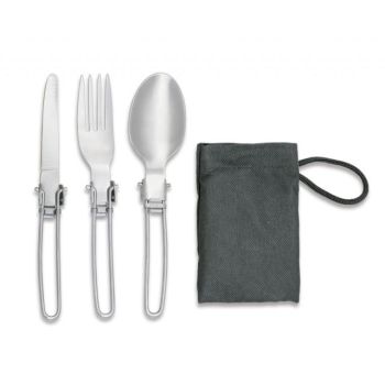 Cubiertos para Acampada Compuesto de Cuchillo,Cuchara y Tenedor Plegables de Acero Inoxidable Ref. 11022