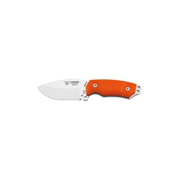  Cuchillo Cudeman 115-J Mini Boina Verde hoja de acero Böhler N-695 de 9 cm empuñadura de G-10 naranja de 10 cm funda de cuero