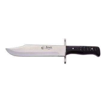 Cuchillo J&V Bowie con hoja de acero MV-58 de 28 cm y empuñadura de cuerno de carnero de 13 cm