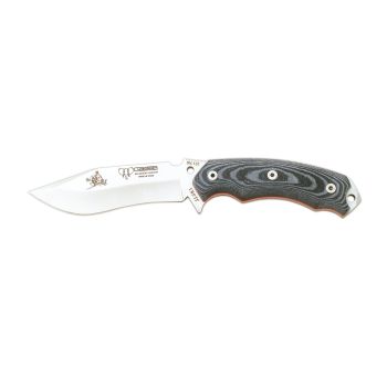 Cuchillo Cudeman 124-MC* JJSK1 + kit completo supervivencia hoja de acero inoxidable MoVa 1,4116 de 12 cm empuñadura de micarta negra de 11,5 cm funda de cuero