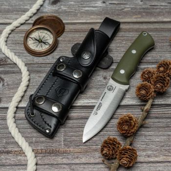 Cuchillo Cudeman 206-GV BS9 BUSHCRAFTER hoja de acero Böhler N-690Co de 11,5 cm y empuñadura de G-10 verde con separador negro de 11,5 cm