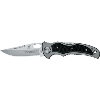 Navaja Italiana de rescate FOX 453 TWISTER con hoja de acero 440C de 8,5 cm y empuñadura de aluminio anodizado y G10 negro de 11,5 cm