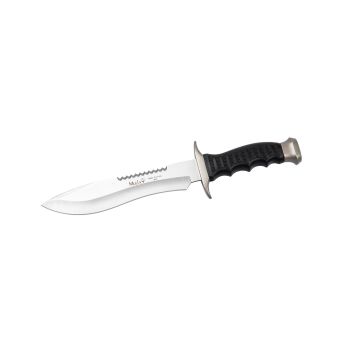 Cuchillo Muela 85-182 con hoja de acero Nitro 42 de 18 cm y empuñadura de zamak lacado gris y goma negra de 11 cm.