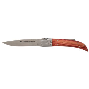 Navaja Camarguais Nº10 Tridente soldado 10008 con hoja de acero 12C27 de 9.0 cm y empuñadura de Madera de Palorosa de 10.5 cm