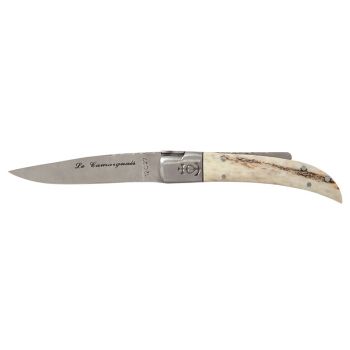 Navaja Camarguais Nº10 Tridente forjado 20093 con hoja de acero 12C27 de 9.0 cm y empuñadura de Asta de ciervo de 10.5 cm