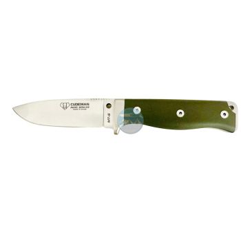 Cuchillo Cudeman 120-GV MT-5 hoja de acero inoxidable Böhler N-695 de 11 cm empuñadura de G-10 verde con separador negro de 11,5 cm funda a elegir entre cuero (120-GV), cuero completo (120-GV-C) y kydex (120-GV-K)