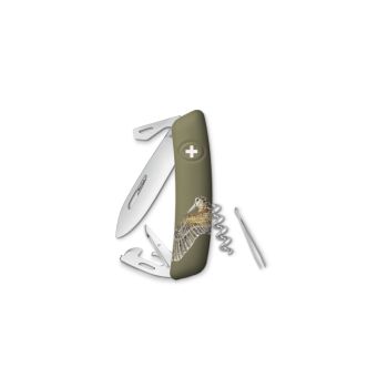 Navaja multiusos suiza Swiza D03 Edition Becada con hoja de acero 440C de 75.cm. Bloqueo por liner-lock con botón y once usos diferentes