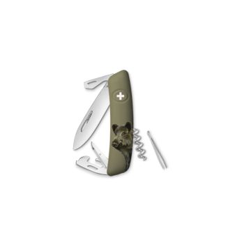 Navaja multiusos suiza Swiza D03 Edition Jabalí con hoja de acero 440C de 75.cm. Bloqueo por liner-lock con botón y once usos diferentes