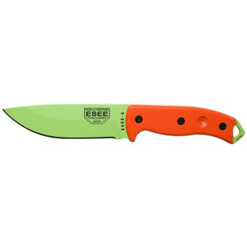 Cuchillo ESEE-3 - Hoja Venom Green - Pomo modificado con hoja de acero Carbono de 8.8 cm y empuñadura de Micarta de 12.1 cm