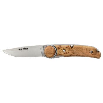 Navaja Florinox Akma madera de Enebro con hoja de acero 12C27 (inox) de 7.2 cm y empuñadura de Madera de enebro de 10.0 cm