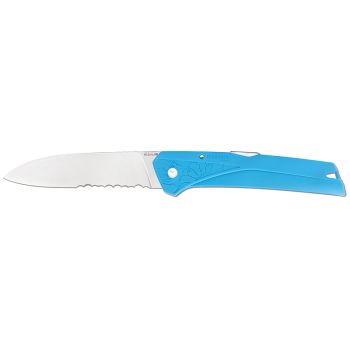 Navaja Florinox Kiana filo mixto – BLEU con hoja de acero Acero inoxidable X35Cr16N de 8.7 cm y empuñadura de poliamida y fibra de vidrio de 11.3 cm