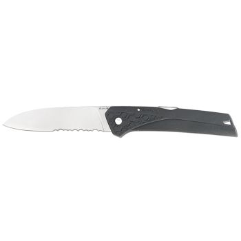 Navaja Florinox Kiana filo mixto – Gris con hoja de acero Acero inoxidable X35Cr16N de 8.7 cm y empuñadura de poliamida y fibra de vidrio de 11.3 cm
