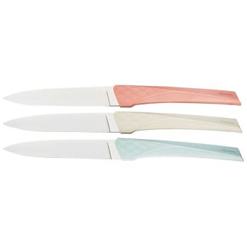 Juego de mesa de 6 cuchillos Florinox – Serie Kiana (Surtidos) con hoja de acero X35Cr16N de 10.4 cm y empuñadura de poliamida y fibra de vidrio de 12.2 cm