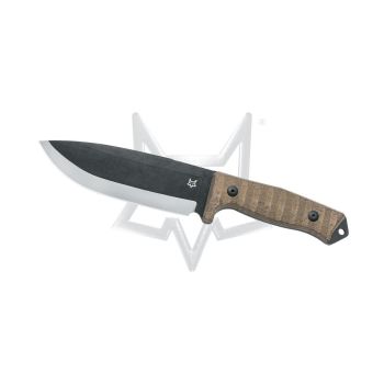 Cuchillo italiano FOX FX-609 OD con hoja de acero D2 de 16 cm y empuñadura de micarta canvas verde camuflaje de 13 cm, con funda multiposición 