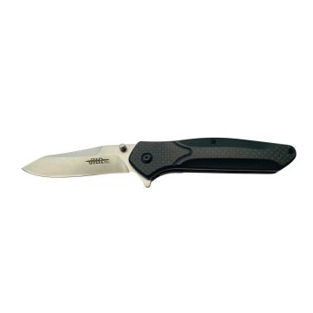Navaja JKR PRO 001 con hoja de acero D2 de 8,5 cm y empuñadura de fibra de carbono y G-10 de 11 cm