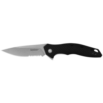 Navaja Kershaw Shoreline serrada con hoja de acero 8Cr13MoV de 7.60 cm y empuñadura de GFN de 10.40 cm.