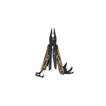 multiherramienta Leatherman Signal con hoja 420HC, pedernal y 19 funciones para aventura y supervivencia.
