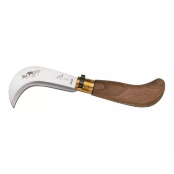 Navaja Old Bear Tranchete (Serpeta) con hoja de acero 420 Nitrogen de 7.5 cm y empuñadura de nogal de 10 cm. Seguro Lupo Lock