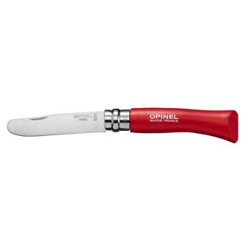 Mi primer opinel Nº07 inoxidable Rojo (6 unidades) con hoja de acero Inox de 7.4 cm y empuñadura de Madera de 10.0 cm
