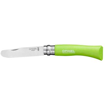 Mi primer opinel Nº07 inoxidable Verde (6 unidades) con hoja de acero Inox de 7.4 cm y empuñadura de Madera de 10.0 cm