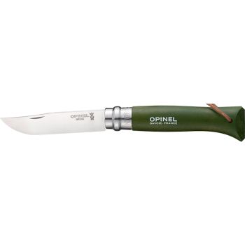 Navaja Opinel Baroudeur Nº08 Inox Kaki con hoja de acero Inox de 8.5 cm y empuñadura de Madera de 11.0 cm