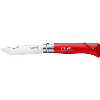 Navaja Opinel Baroudeur Nº08 Inox Rojo con hoja de acero Inox de 8.5 cm y empuñadura de Madera de 11.0 cm