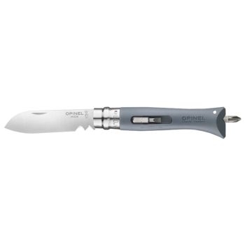 Navaja Opinel Bricolaje DIY Nº09 Gris con hoja de acero 12C27M (Inox) de 8.0 cm y empuñadura de pulidaamida/fibra de vidrio de 12.0 cm