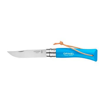 Navaja Opinel Baroudeur Nº07 Inox Cian con hoja de acero Inox de 8.0 cm y empuñadura de Madera de carpe de 10.0 cm