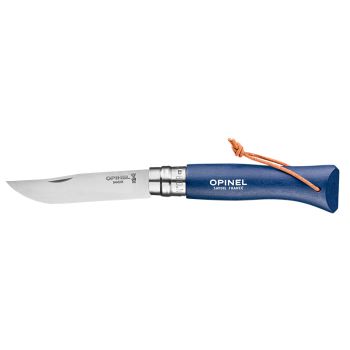 Navaja Opinel Baroudeur Nº08 Inox Azul intenso con hoja de acero Inox de 8.5 cm y empuñadura de Madera de carpe de 11.0 cm