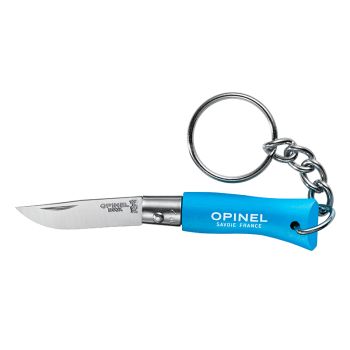 Navaja llavero Opinel Nº02 Inox - Azul/Cian con hoja de acero Inox de 3.5 cm y empuñadura de Madera de carpe de 4.5 cm
