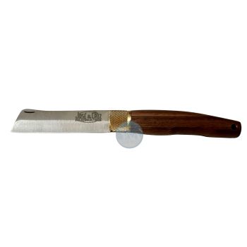 Navaja Planalto de José da Cruz con hoja de acero inoxidable de 8,5 cm y empuñadura de madera de nogal de 10,5 cm