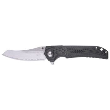 Navaja Shieldon Tortank con hoja de acero Acero inoxidable 9Cr18MoV de 9.3 cm y empuñadura de G10 / Fibra de carbono de 12.2 cm