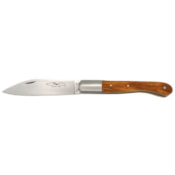 Navaja TMC Aurillac, madera de olivo con hoja de acero 12C27 de 9.0 cm y empuñadura de Madera de olivo de 10.0 cm