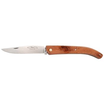 Navaja TMC Complice, madera de enebro con hoja de acero 12C27 de 12.0 cm y empuñadura de Madera de enebro de 10.0 cm