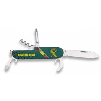Navaja Multiusos Albainox Guardia Civil 11139 con hoja de acero 3Cr13Mov de 6,3 cm y empuñadura de Aluminio, 3D diseño de 9 cm.