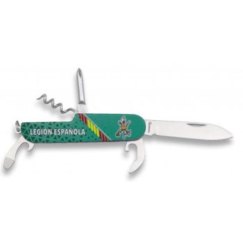 Navaja Multiusos Albainox Legion Española 11140 con hoja de acero 3Cr13Mov de 6,3 cm y empuñadura de Aluminio, 3D diseño de 9 cm.