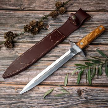 Cuchillo Cudeman 113-L hoja de acero inox MoVa de 24 cm empuñadura de asta de ciervo de 13 cm