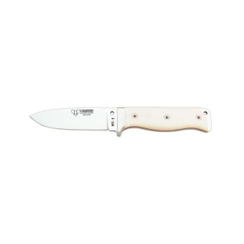 Cuchillo Cudeman 120-B MT-5 hoja de acero inoxidable Böhler N-695 de 11 cm empuñadura de micarta blanca de 11,5 cm funda de cuero