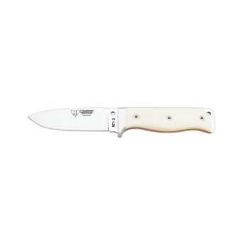 Cuchillo Cudeman 120-BC MT-5 hoja de acero inoxidable Böhler N-695 de 11 cm empuñadura de micarta blanca de 11,5 cm funda de cuero