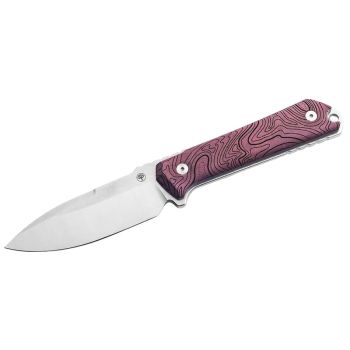 Cuchillo Böker Kiboku Richlite rojo topográfico 120575 con hoja de acero RWL34 de 7.5 cm y empuñadura de Richlite de 10.5 cm