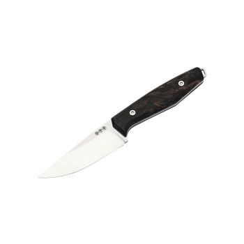 Cuchillo Böker AK1 Droppoint MagnaCut Black Birch Curl 129524 con hoja de acero MagnaCut de 7.6 cm y empuñadura de Abedul rizado de 9.6 cm