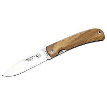 J&V Navaja Campera olivo con hoja de acero 14c28n de 8,7 cm y empuñadura de olivo seleccionado